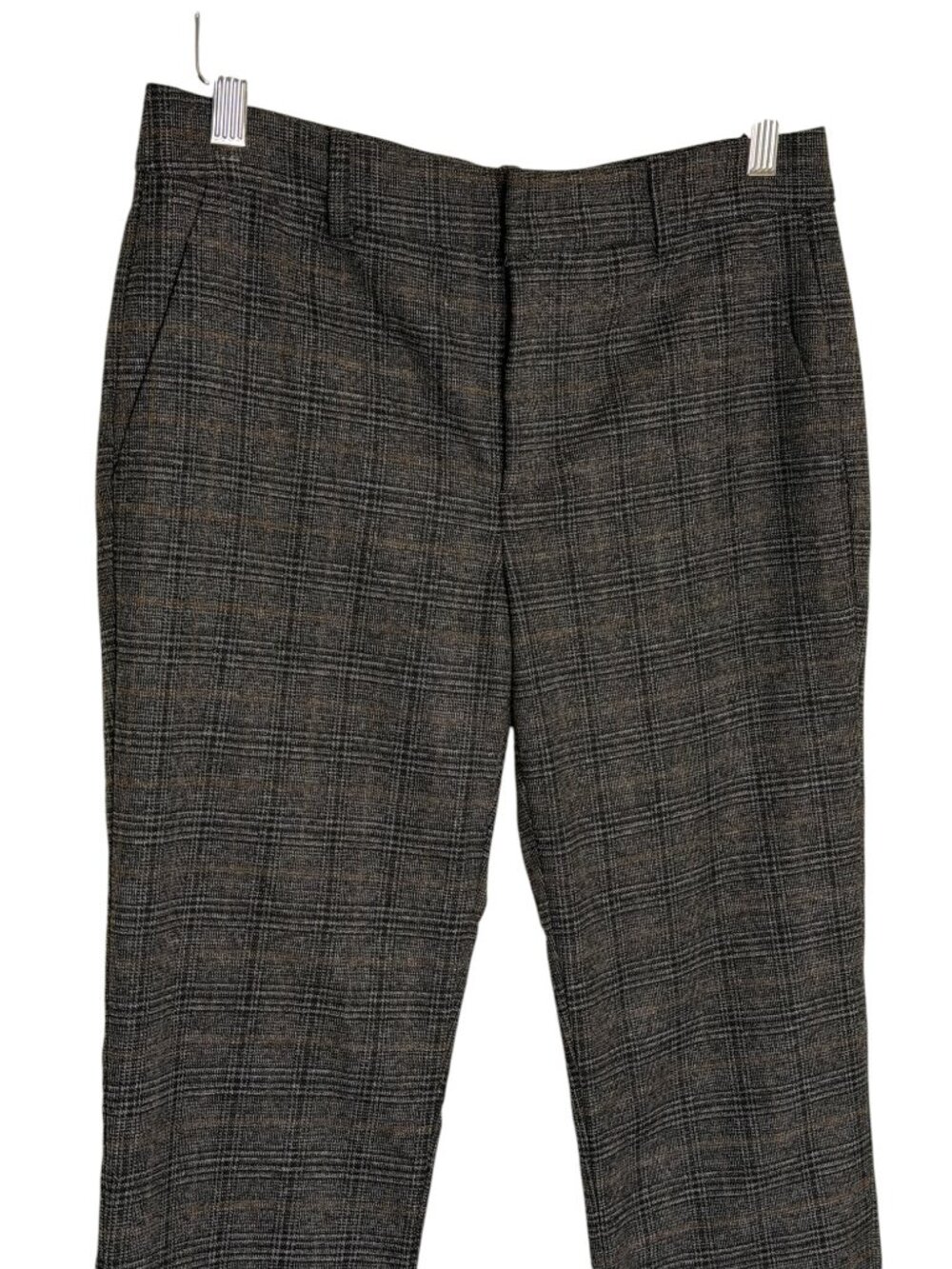 Zara Woman Dress Pants Trousers Plaid Knit Slim Leg Gray 4 - Picture 2 of 7